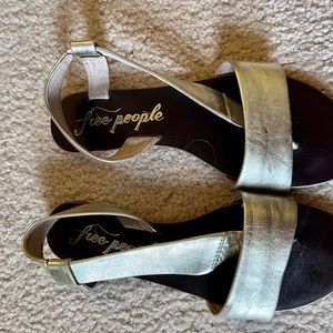 Free People under loop gold flat sandals